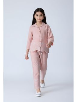 Bella Moda - Peach Cotton Embroidered Co Ord Set
