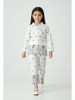 Bella Moda - White Cotton Embroidered Co Ord Set