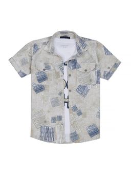 CHARCHIT - Green Cotton Printed Shirt With T-Shirt