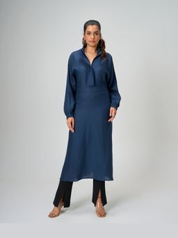 HONEY&ME - Navy Blue Zip-Up Slouch Tunic