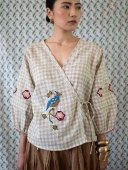 URNAM - Beige Soft Illusion Top