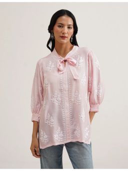 SAAYA THE LABEL - Abeer Chikankari Pink Top