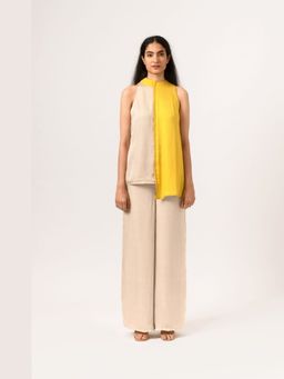 NEORA BY NEHAL CHOPRA - Women Yellow Halter Neck Top