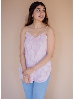 The Indian Ethnic Co. - Ira Pink Batik Mulmul Straight Short Top