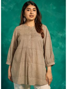 The Indian Ethnic Co. - Faria Black Bagru Cotton A Line Short Top