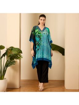 First Resort by Ramola Bachchan - Women Viscose Crepe Printed Blue Top