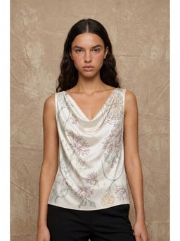 No Grey Area - Bloom Off White Cowl Top