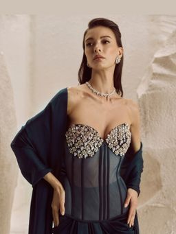 Nirmooha - Women Teal Serres Corset Top