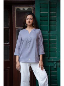 Sutra Art of Clothing - Grey Trishul Handwoven Jamdani Top