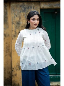Sutra Art of Clothing - White Meadow Handwoven Jamdani Top