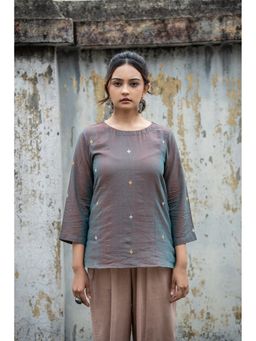 Sutra Art of Clothing - Brown Duo Tone Jamdani Hand-Woven Top