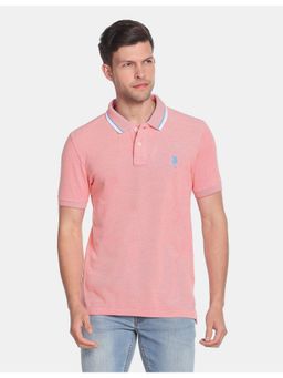 U.S. POLO ASSN. - Striped Collar Solid Polo Shirt