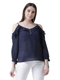 KASSUALLY - Frilly Tie Up Sleeves Top