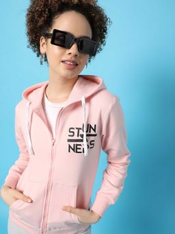 PINACOLADA - Womens Pink Printed Zipper Sweatshirt