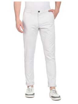 U.S. POLO ASSN. - Men Grey Mid Rise Flat Front Solid Trousers