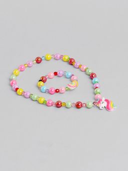 EL REGALO - Kids Girls Jewellery Necklace and Bracelet Combo Multi Color (Set of 2)