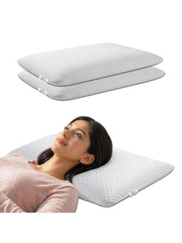 GADDA CO - White Ergonomic Orthopaedic Memory Foam Pillows (Pack of 2)