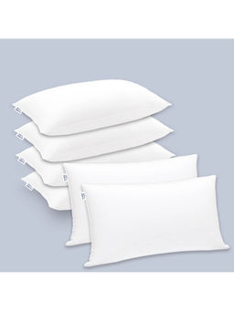 GADDA CO - White Polyester Fibre Sleeping Pillows (Pack of 6)