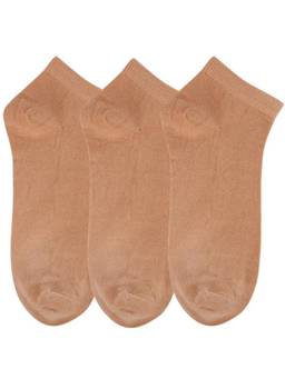NEXT2SKIN - Womens Low Ankle Length Cotton Socks-Pack of 3 - Brown