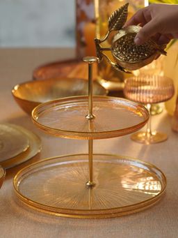 Pure Home + Living - Amber Two Tiered Radial Textured Cookie Stand