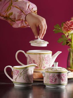 Pure Home + Living - Pink Tuileries Print Tea Set
