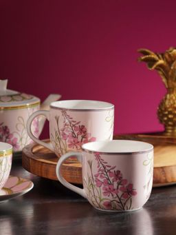 Pure Home + Living - Pink Tuileries Print Coffee Mugs (Pack Of 2)