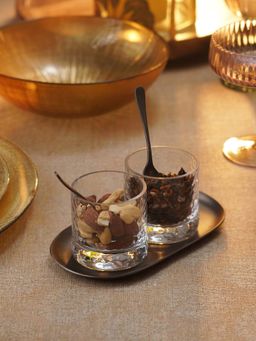 Pure Home + Living - Clear Hammered Condiment Jars with Tray (Pack Of 2)