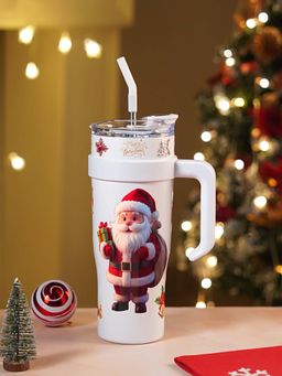 Little Surprise Box - White Santa Vacuum Insulated Tumbler with Lid and Straw, 1.2 Litres