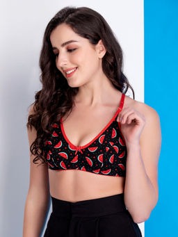 Clovia - Cotton Non-Padded Non-Wired Full Cup Watermelon Print Racerback Bra - Blue