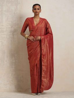 trueBrowns - Maroon Lurex Ready To Wear Saree