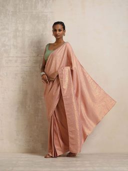 trueBrowns - Pink Lurex Ready To Wear Saree