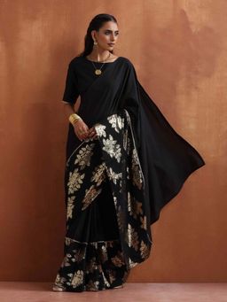 trueBrowns - Black Metallic Ready To Wear Saree