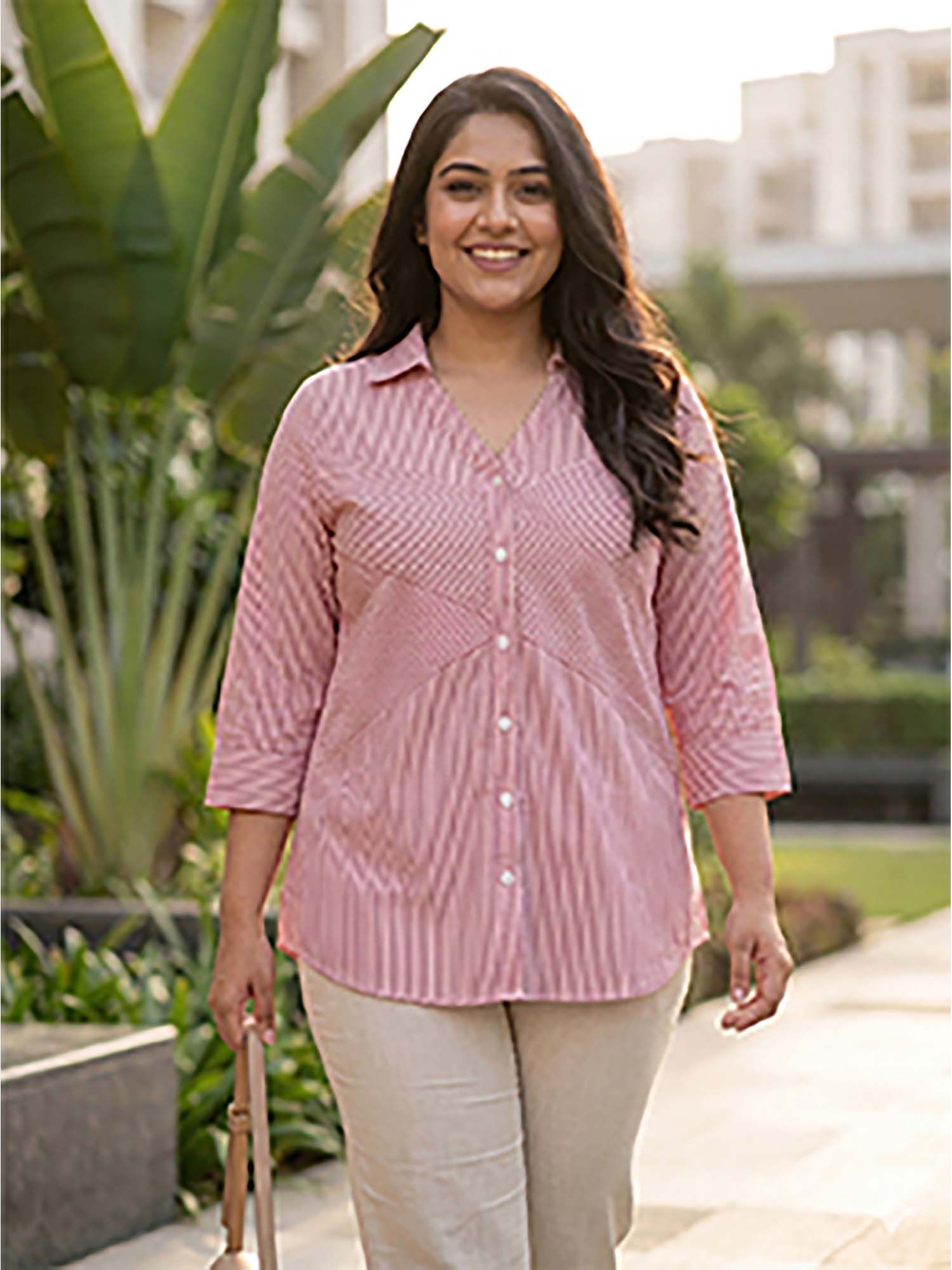 Red Stripe Cotton Shirt-image-8