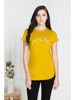 Van Heusen Woman Lingerie and Athleisure - Yellow Perfect Printed Long T-Shirt