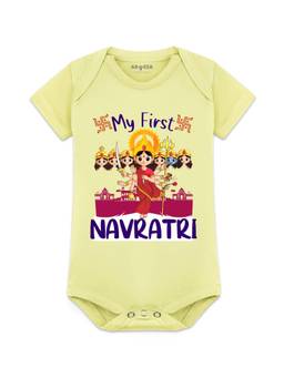 Arvesa - My First Navratri Printed Onesies - Yellow