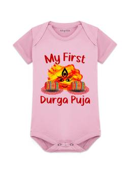 Arvesa - My First Durga Puja Printed Onesies - Pink