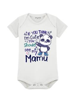 Arvesa - I Am Cute You Should See My Mamu Printed Onesies - White
