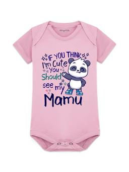 Arvesa - I Am Cute You Should See My Mamu Printed Onesies - Pink