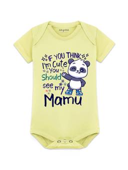 Arvesa - I Am Cute You Should See My Mamu Printed Onesies - Yellow