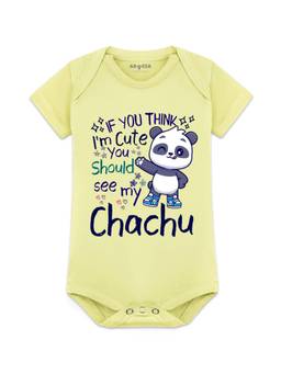 Arvesa - I'm Cute See My Chachu Printed Onesies - Yellow