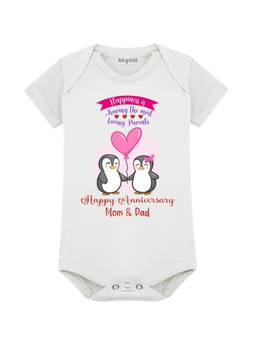 Arvesa - Happy Anniversary Mom and Dad Printed Onesies - White
