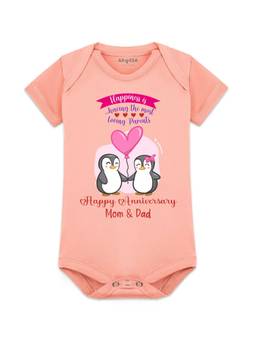 Arvesa - Happy Anniversary Mom and Dad Printed Onesies - Peach