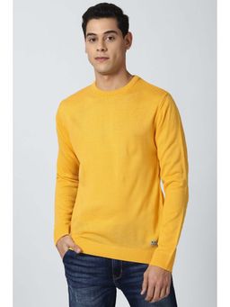 Peter England - Yellow Solid Round Neck Sweater