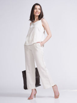 Saltpetre - Women Solid Cream Slip Top With Pants (Set of 2)