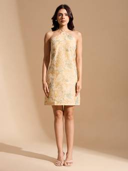 PEACH & PANDA - Butter Yellow Schiffli Dress