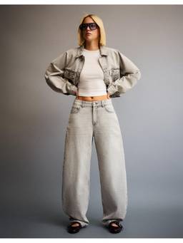 MISS MOSA BY AKANKSHA - Light Grey Petra High Rise Wide Jeans