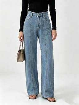 MISS MOSA BY AKANKSHA - Blue Signe High Rise Straight Jeans
