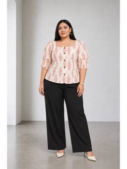 Beyond the Curve - VIRGIO - Off White Botanical Cotton Plus Size Top