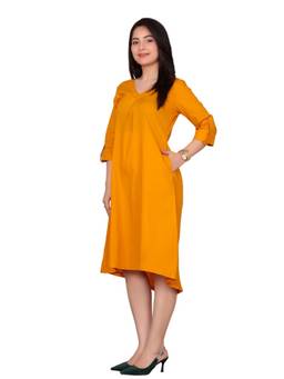 MLADA - Mustard Cotton Solid Dress
