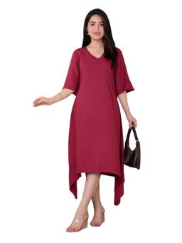 MLADA - Mauve Rayon Solid Dress